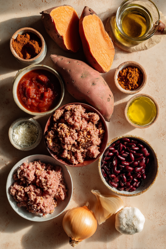 Autumn Turkey Sweet Potato Chili-ingredients