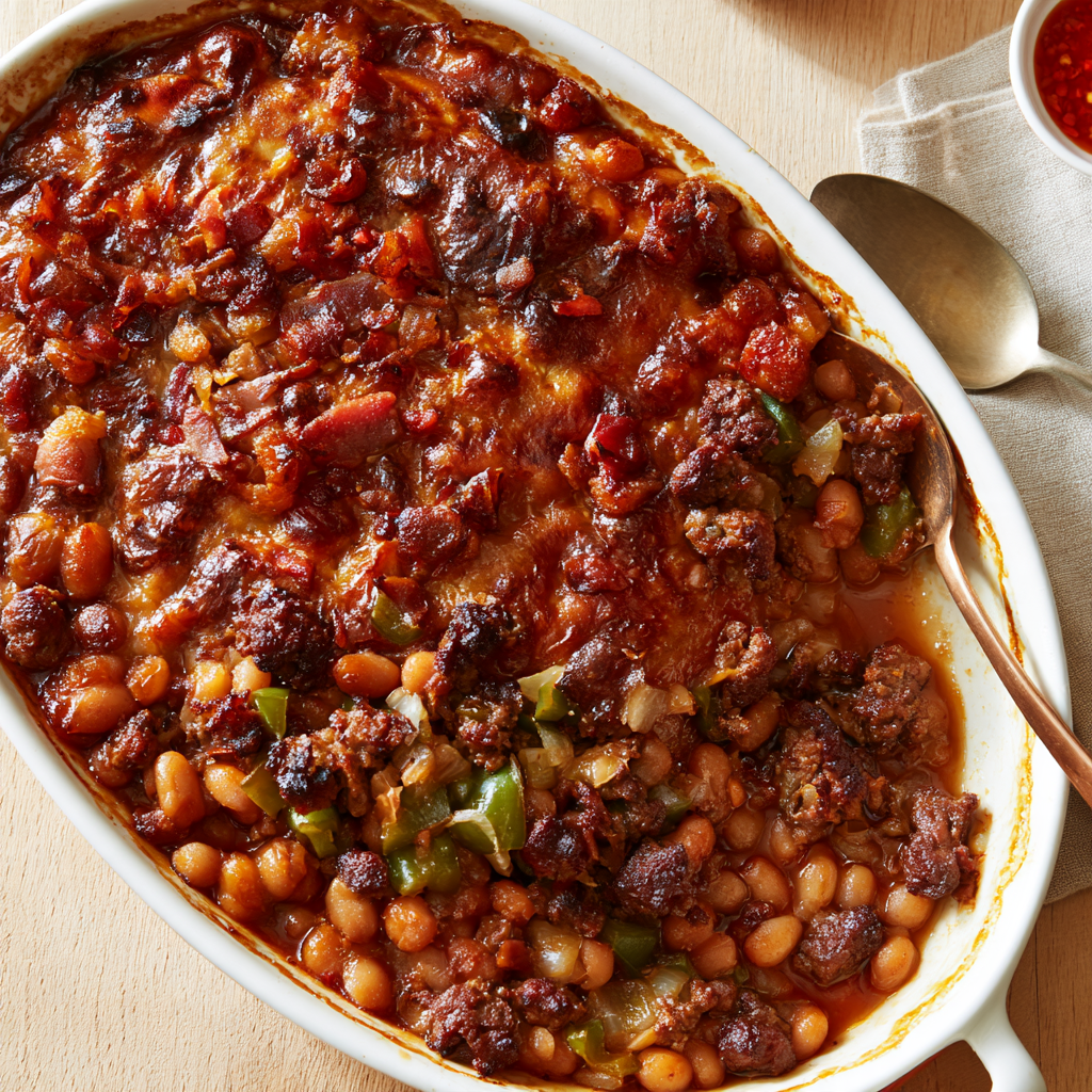 Baked Beans with Ground Beef-baked