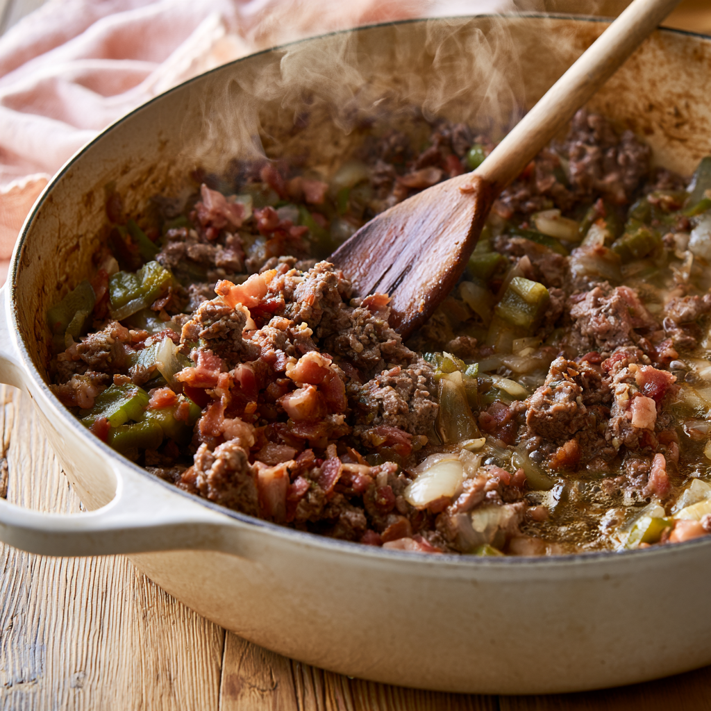 Baked Beans with Ground Beef-process