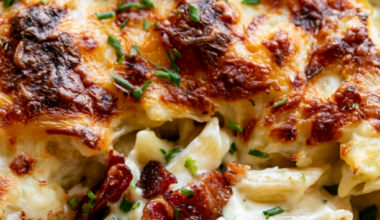 Baked Chicken Bacon Ranch Pasta-close up