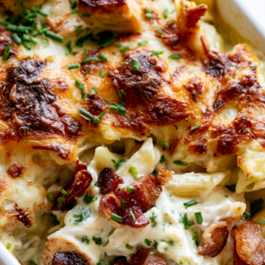 Baked Chicken Bacon Ranch Pasta-close up