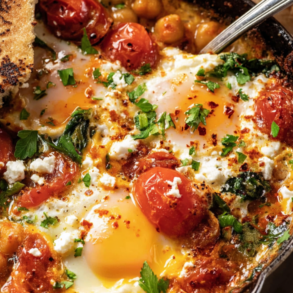 Baked Feta Eggs-closeup
