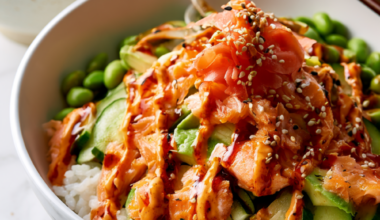 Baked Salmon Sushi Bowl with Spicy Mayo -bowl