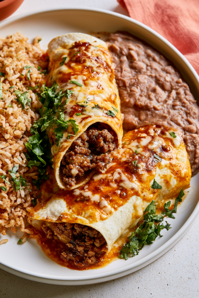 Beef Enchiladas With Red Sauce-plated