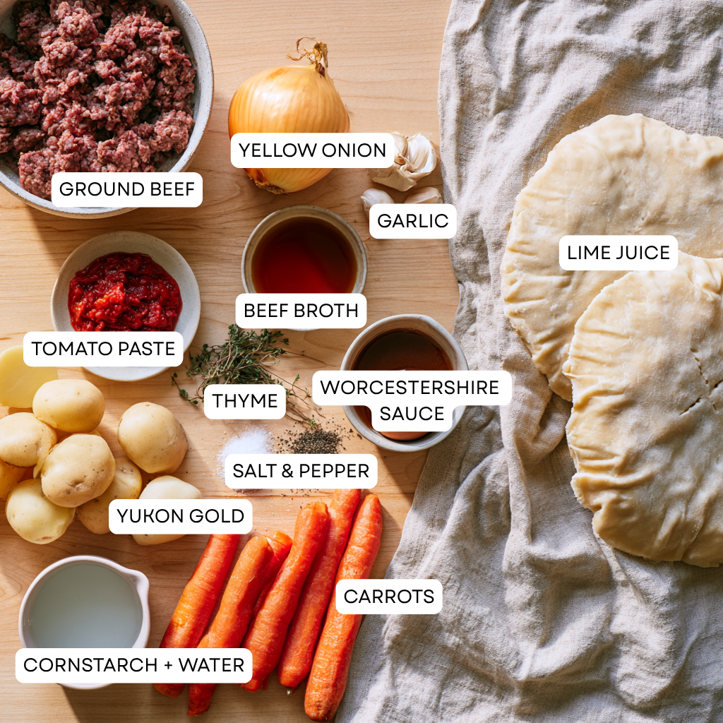 Beef Pot Pie with Ground Beef-ingredients