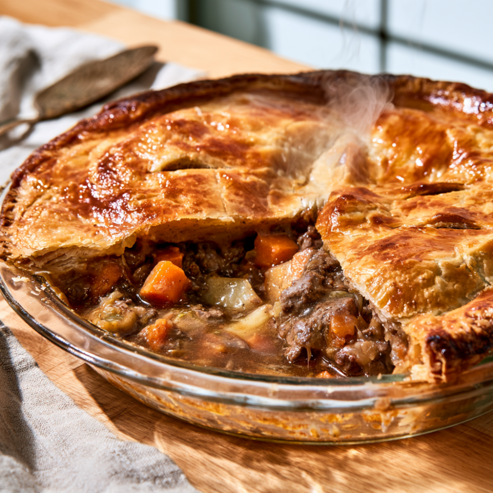 Beef Pot Pie with Ground Beef-out of the oven