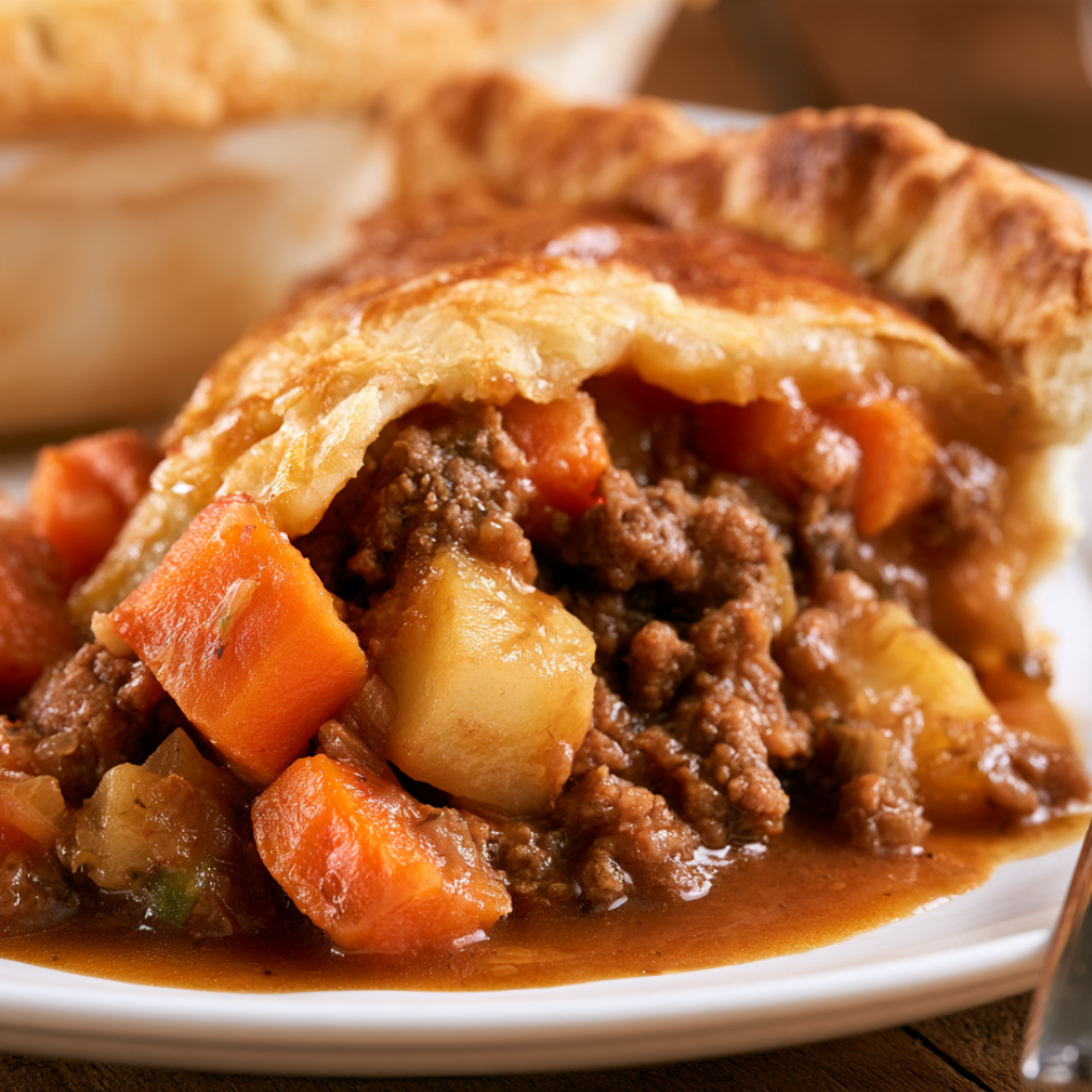 Beef Pot Pie with Ground Beef-plated