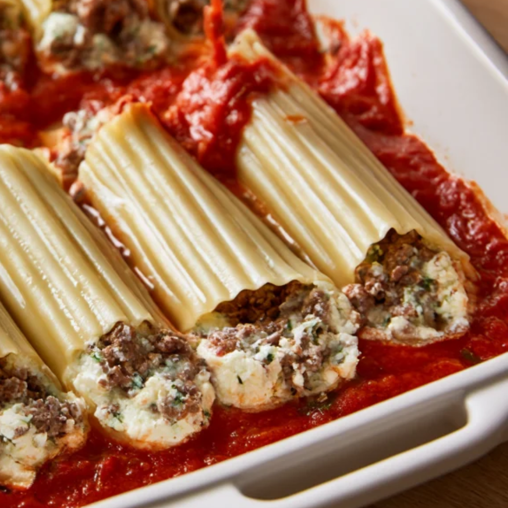 Beef & Ricotta Stuffed Manicotti-process
