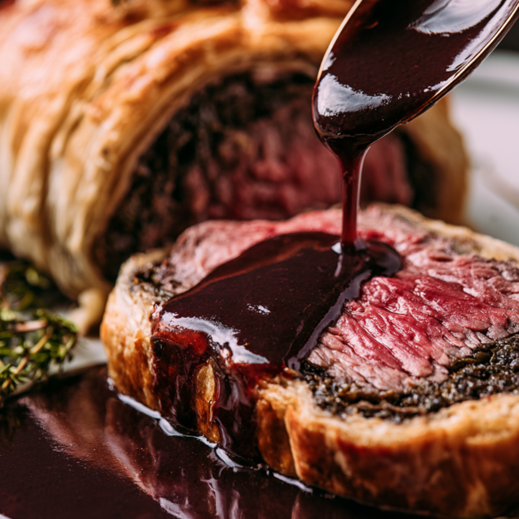 Beef Wellington — Individual Portions-wine sauce