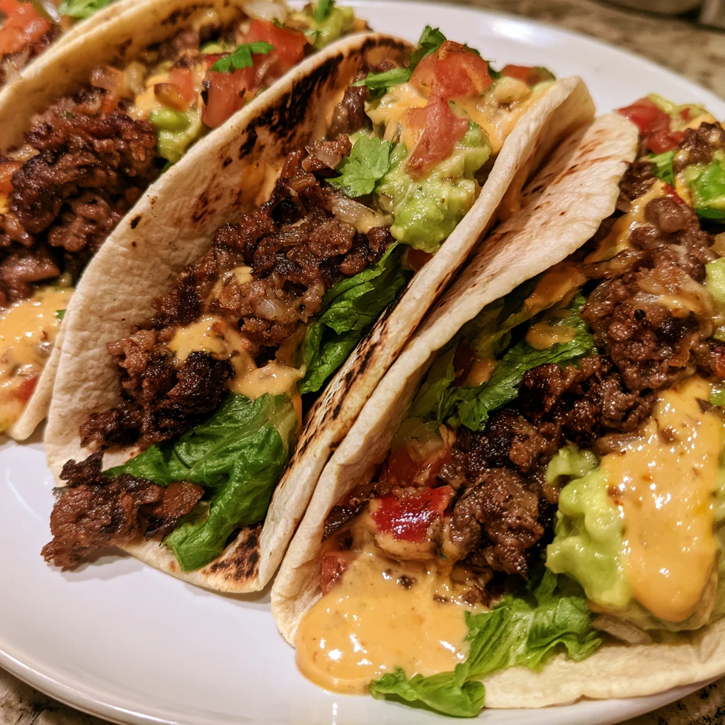 Big Mac Smash Tacos -closeup