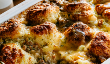 Biscuits and Gravy Breakfast Casserole