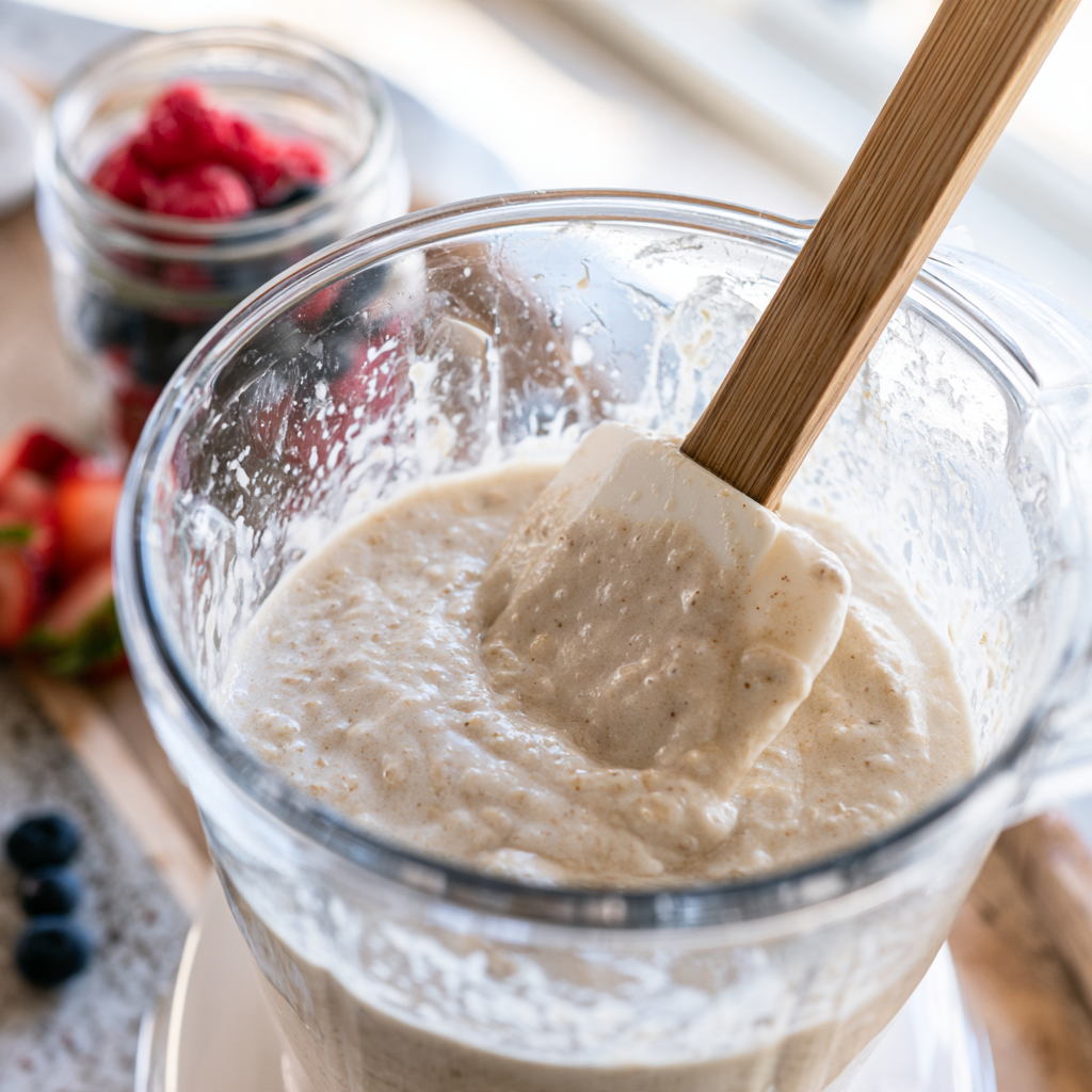 Blended Overnight Oats-blending