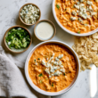 Buffalo Chicken Chili Crockpot Recipe-with toppings