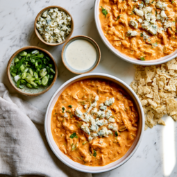 Buffalo Chicken Chili Crockpot Recipe-with toppings
