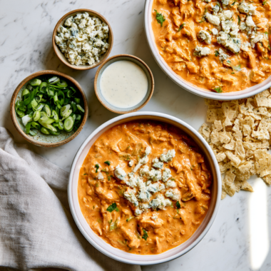 Buffalo Chicken Chili Crockpot Recipe-with toppings