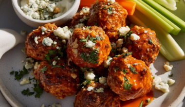Buffalo Chicken Meatballs-closeup