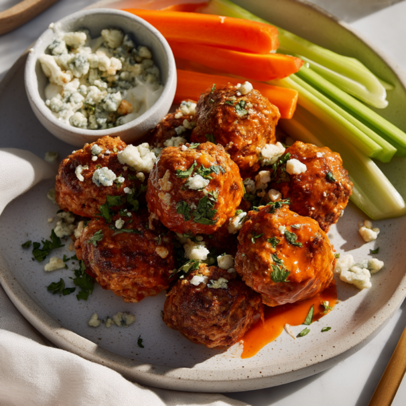 Buffalo Chicken Meatballs-closeup