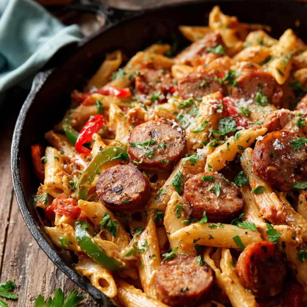Cajun Sausage Pasta — One-Pot Creamy Penne-skillet