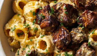 Cajun Steak Tips in Cheesy Rigatoni