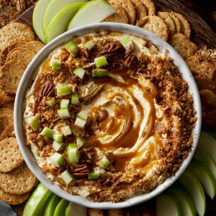 Caramel Apple Cheesecake Dip-with toppings