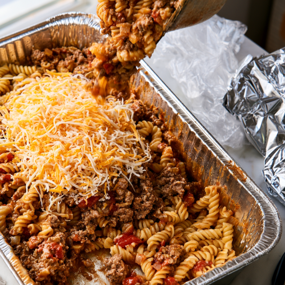 Cheeseburger Casserole Recipe-Foil Pan