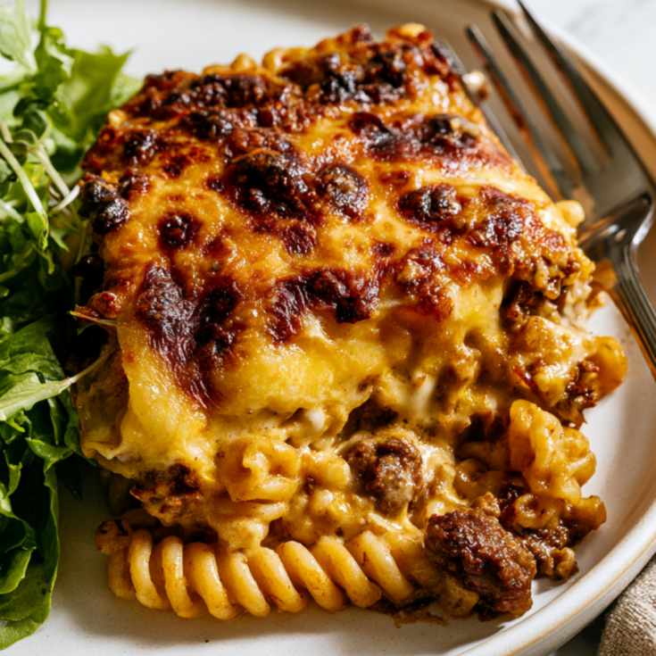 Cheeseburger Casserole Recipe-Served