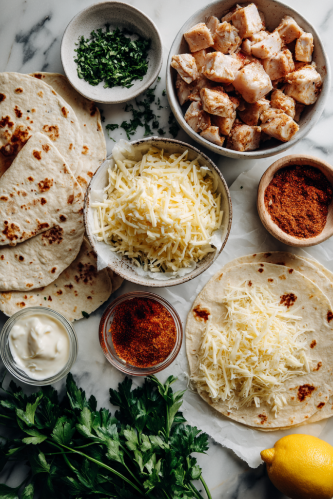 Cheesy Garlic Chicken Wraps-ingredients