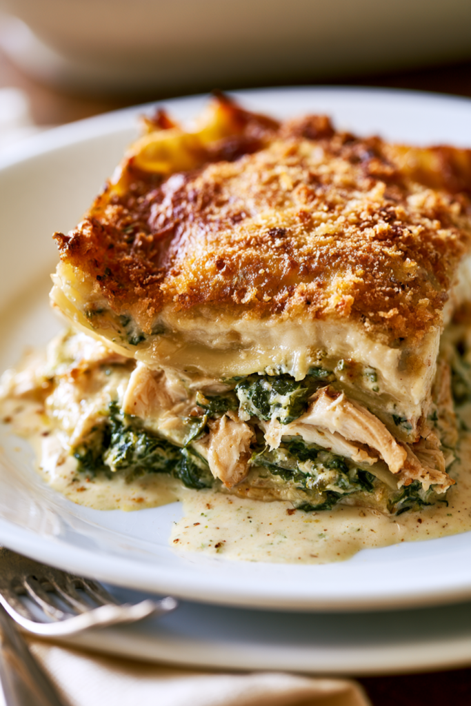 Chicken Alfredo Lasagna-Served