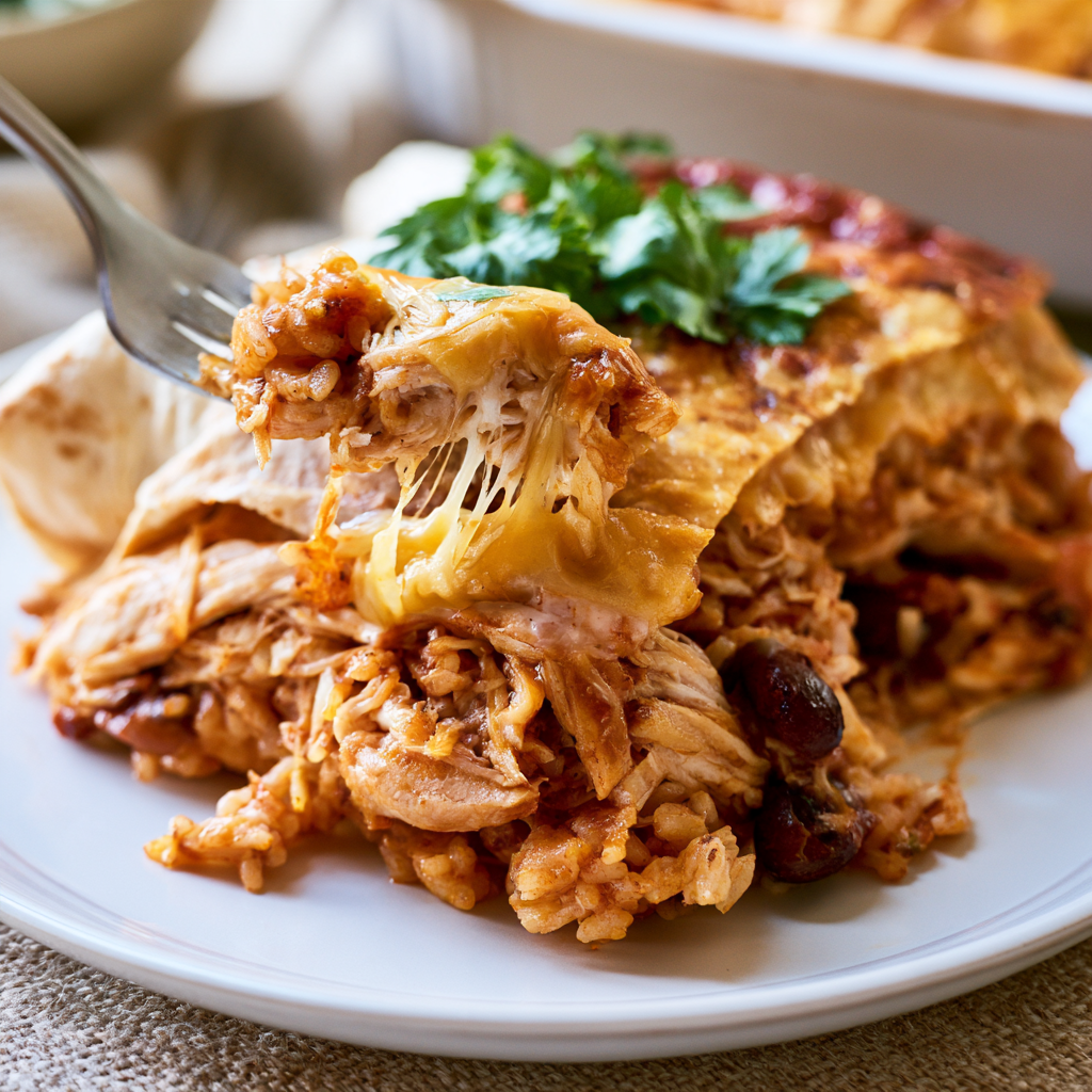 Chicken Burrito Casserole-Plated