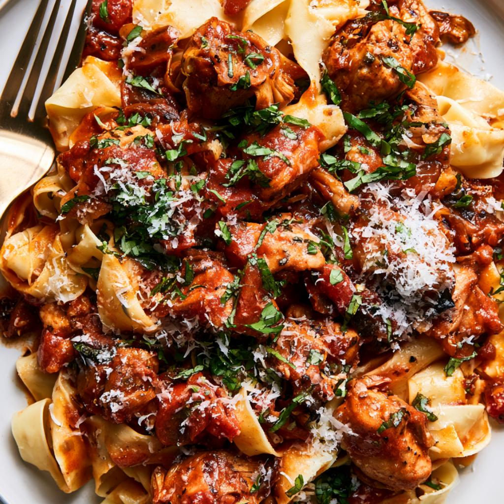Chicken Cacciatore Crock Pot Recipe-over pasta