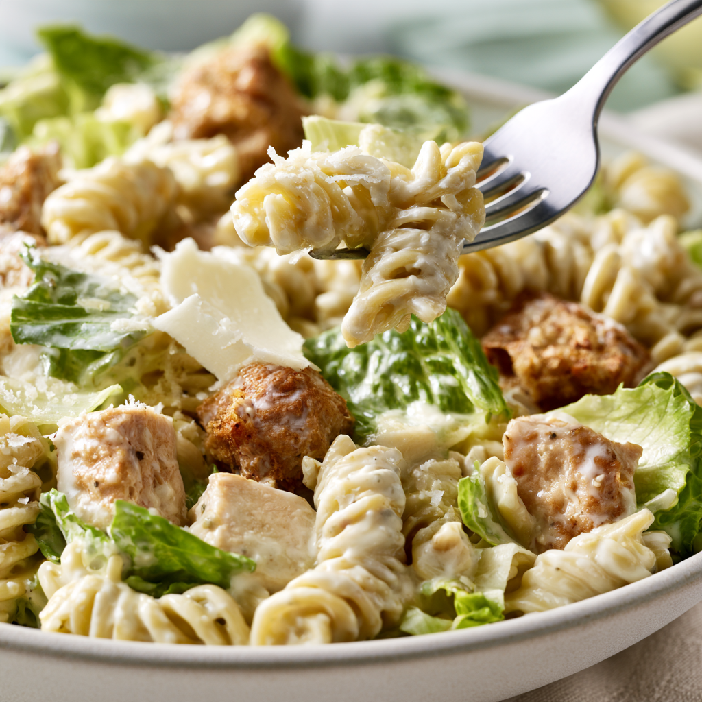 Chicken Caesar Pasta Salad-closeup