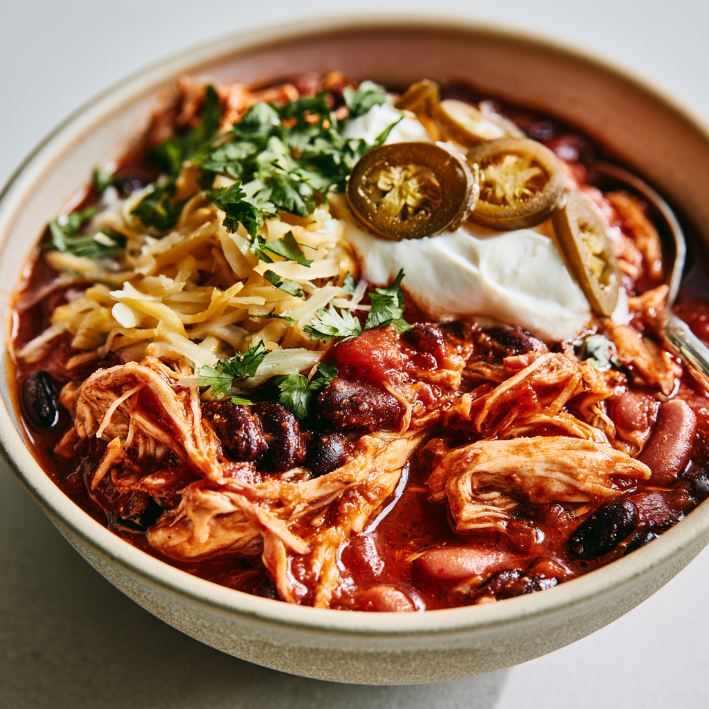 Chicken Chili Crockpot Recipe-served