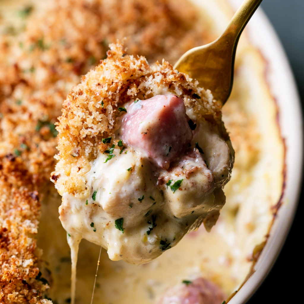 Chicken Cordon Bleu Casserole-closeup