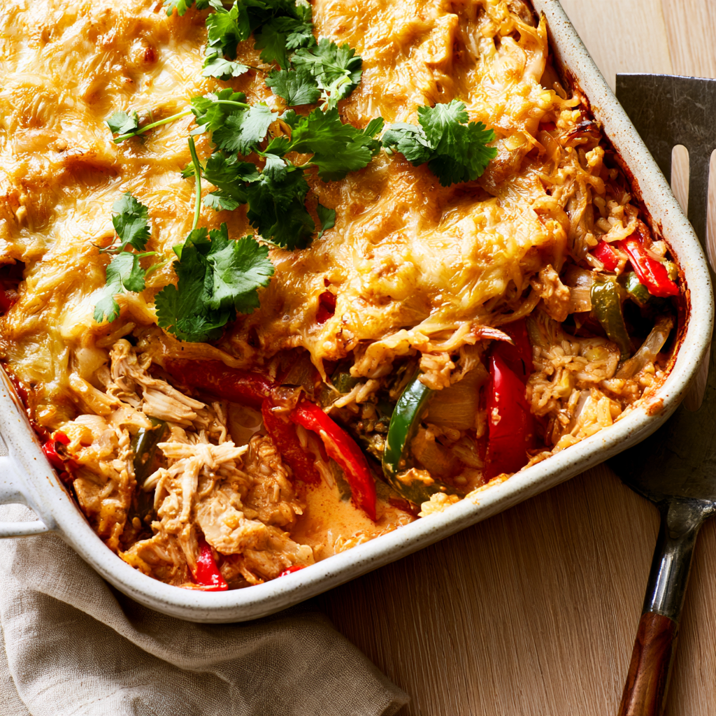 Chicken Fajita Casserole — Freezer-to-Oven-baking dish