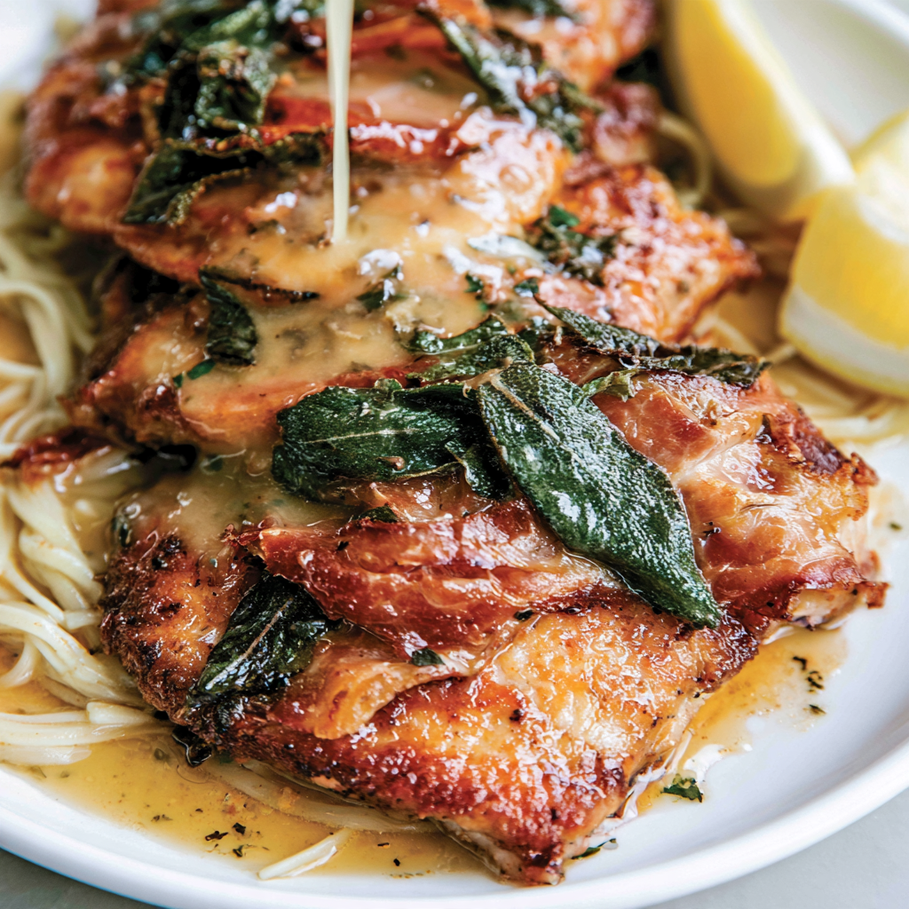 Chicken Saltimbocca with Sage and Prosciutto-top view