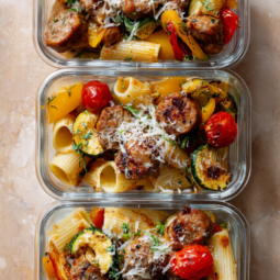 Chicken Sausage Pasta Meal Prep-3 containers