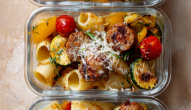 Chicken Sausage Pasta Meal Prep-3 containers