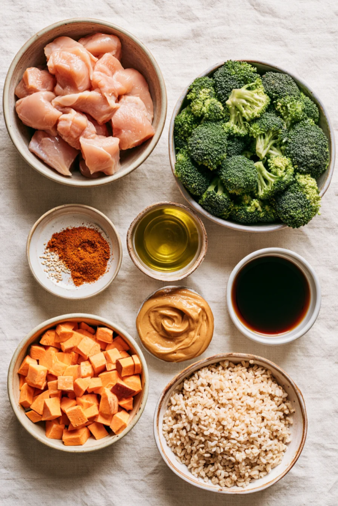 Chicken Sweet Potato Bowl - served-ingredients