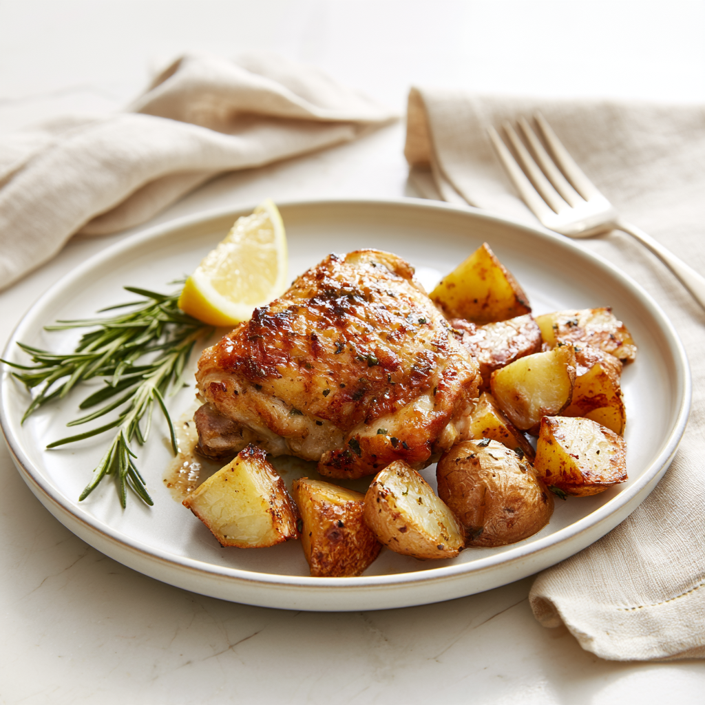 Chicken and Potatoes Sheet Pan Dinner-plated