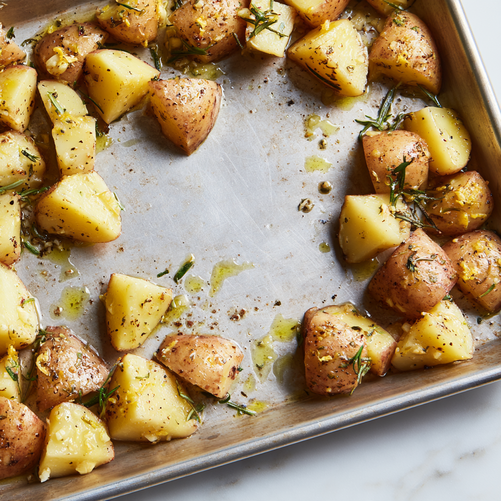 Chicken and Potatoes Sheet Pan Dinner-potatoes first