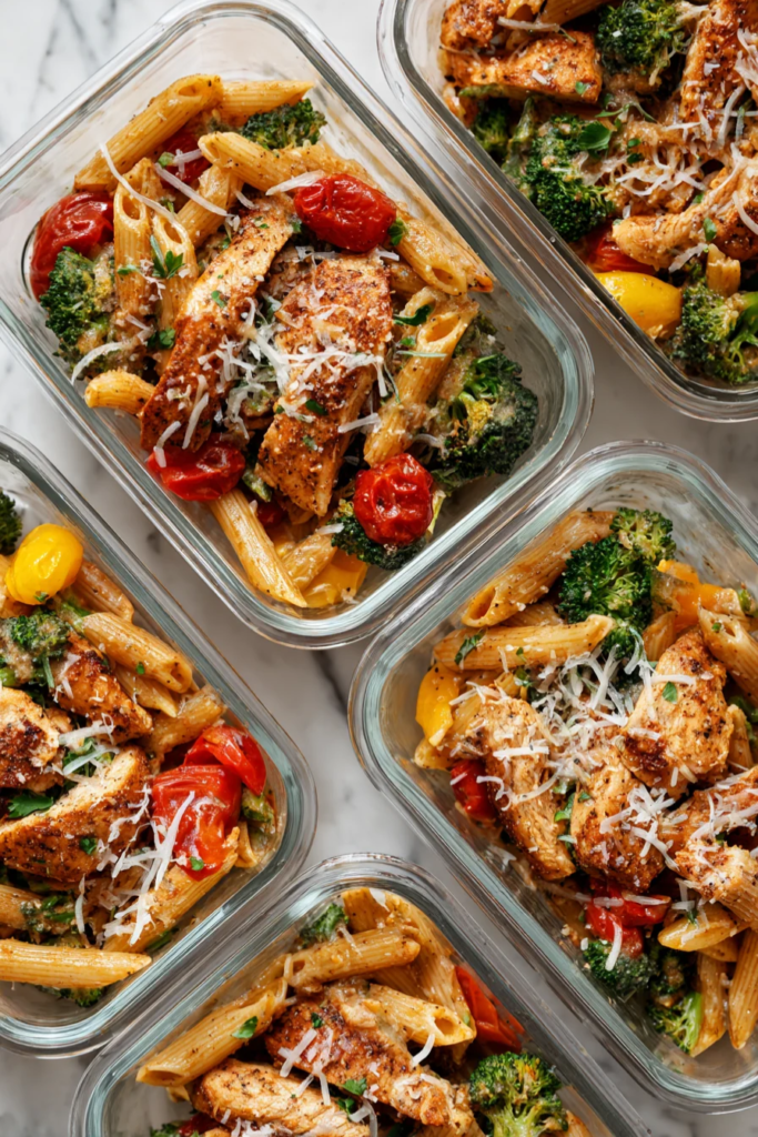 Chicken pasta meal prep