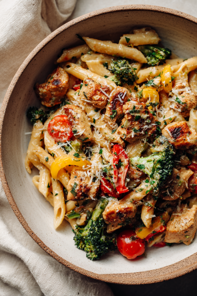 Chicken pasta meal prep-served