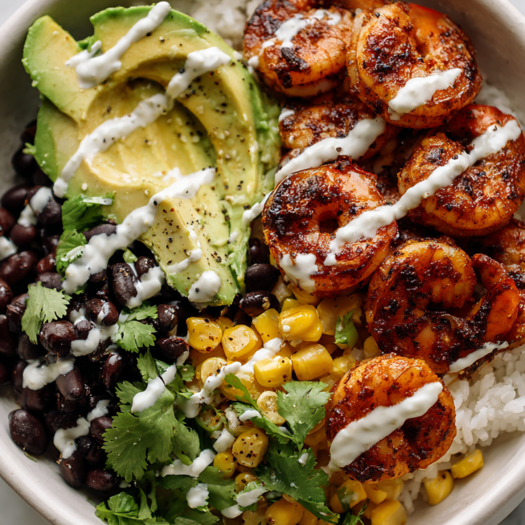 Chipotle Lime Shrimp Bowls-with black beans
