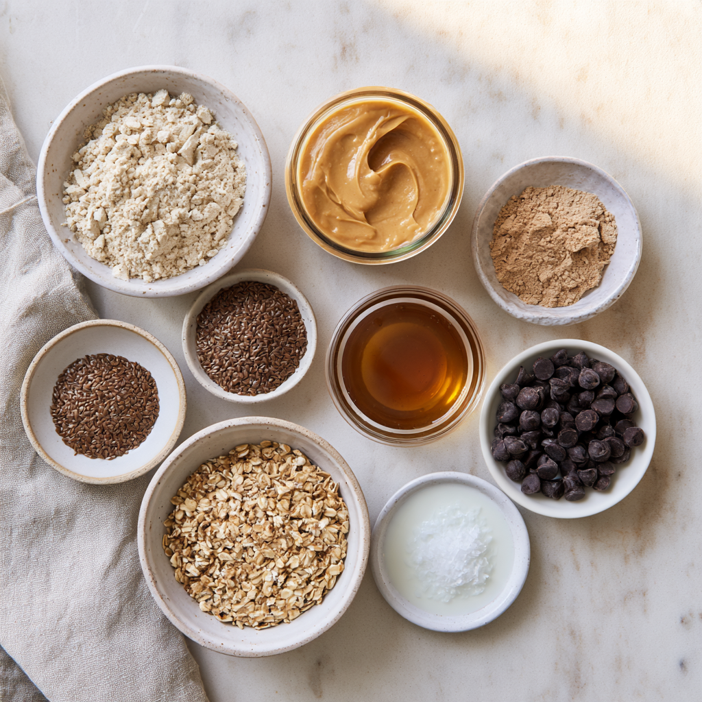 Chocolate Covered Oatmeal Peanut Butter Protein Balls-Ingredients