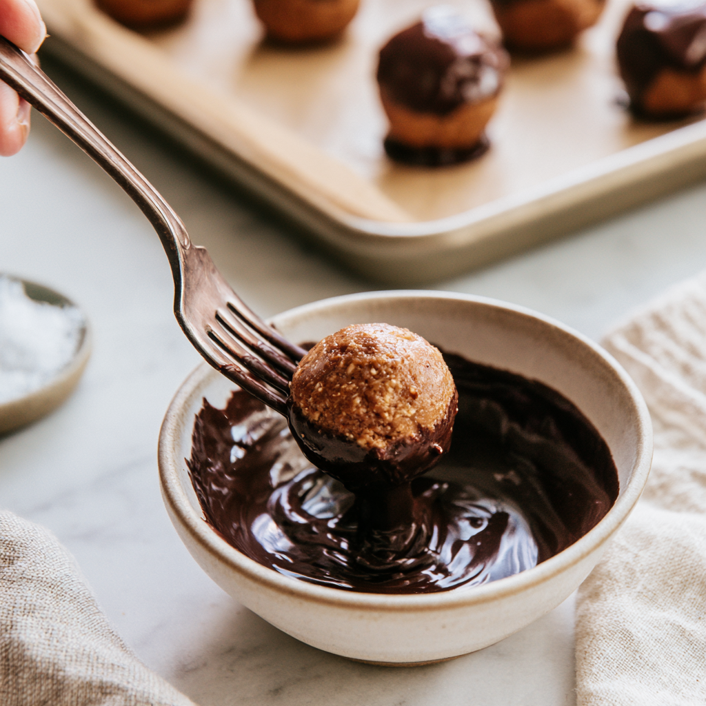 Chocolate Covered Oatmeal Peanut Butter Protein Balls-chocolate covered