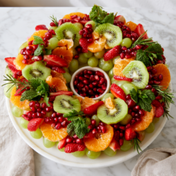 Christmas Wreath Fruit Salad Recipe-Cake Stand