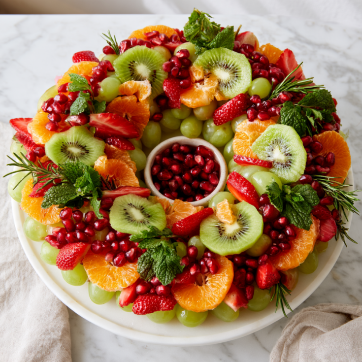 Christmas Wreath Fruit Salad Recipe-Cake Stand