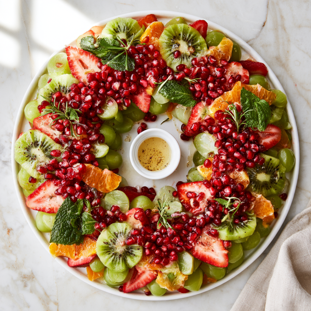 Christmas Wreath Fruit Salad Recipe-Holidays