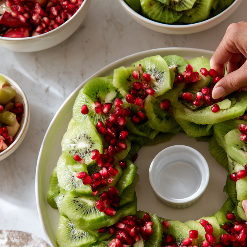 Christmas Wreath Fruit Salad Recipe-assembly