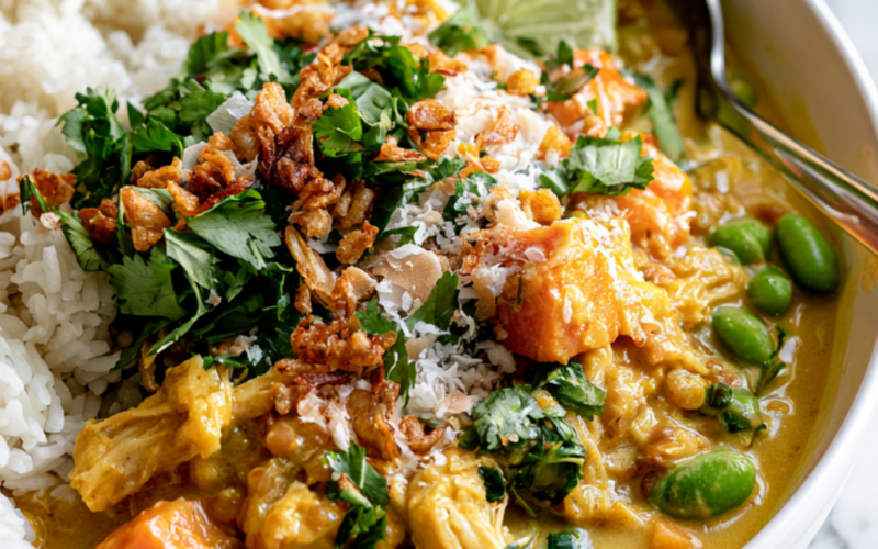 Coconut Curry Chicken Crockpot-bowl